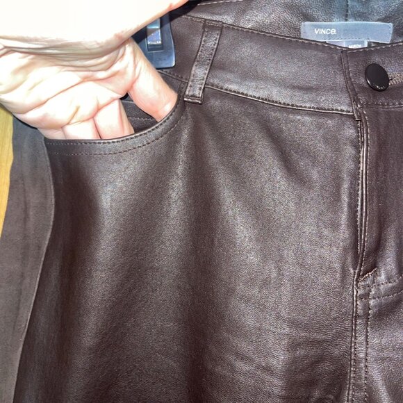 Vince Womens Size 8 Brown Skinny Leather Suede Pants Casual - Picture 5 of 14